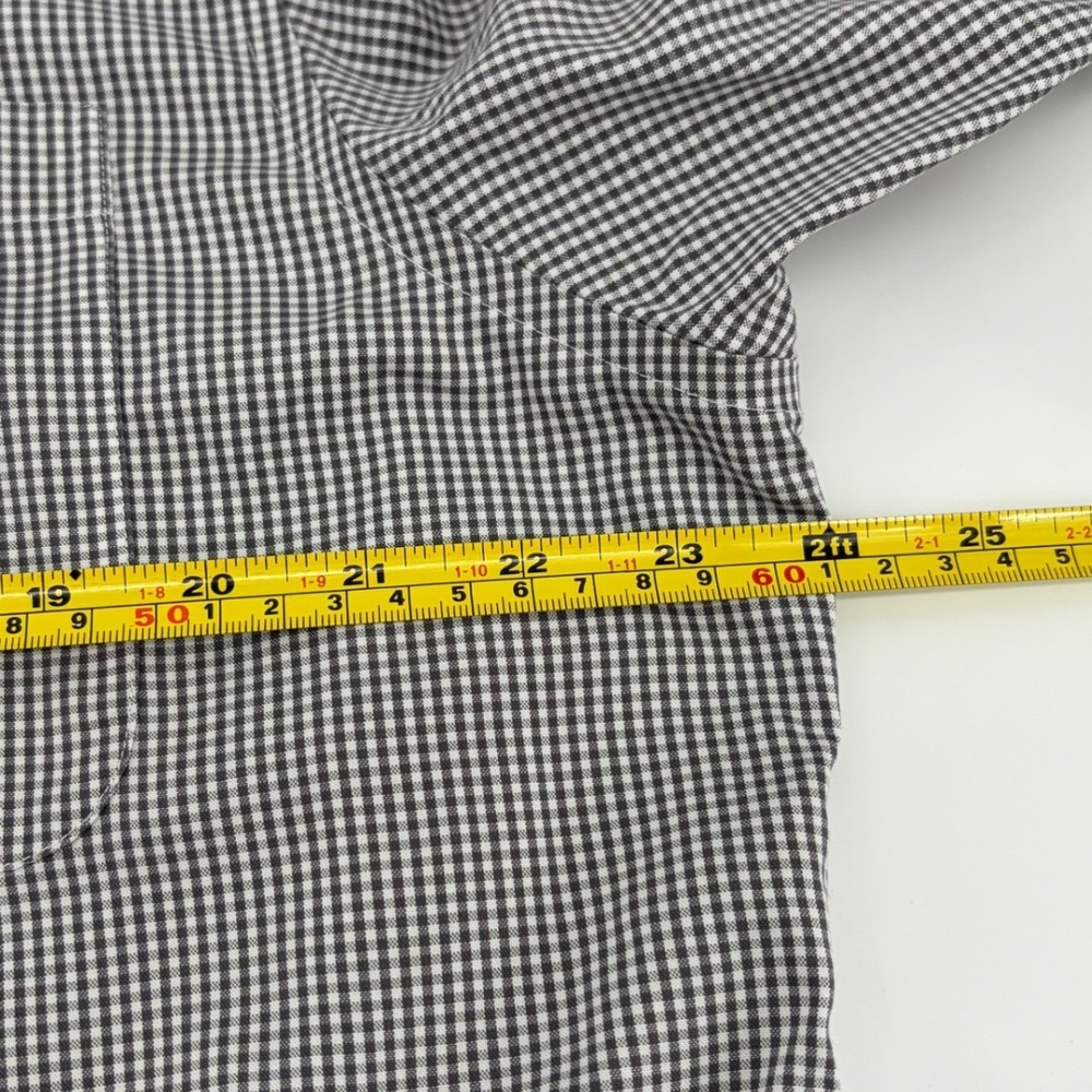 Lands End Mens No Iron Supima Cotton Button Down Gray Gingham Shirt 16 1/2-32 - Picture 7 of 8